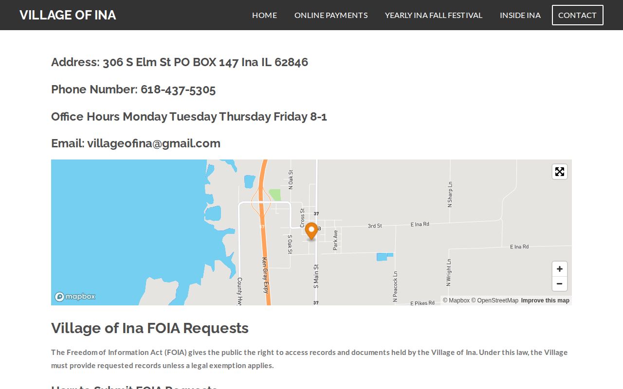 Ina police records request and FOIA contact page